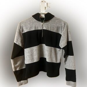 Women’s Black and Gray Striped Sweater